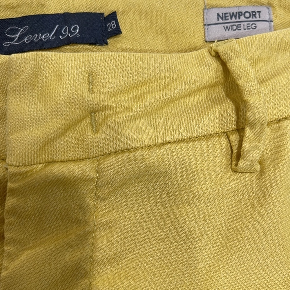 Anthropologie Level 99 Newport Wide Leg Flared Mid Rise Pants SZ 28 Yellow - Picture 3 of 5